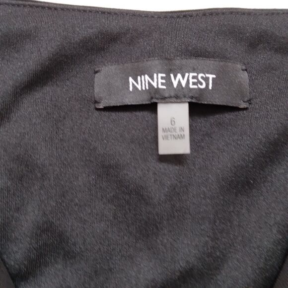 EXPRESS Black Dress Gathered Waist 3/4 Sleeve Fit And Flare Womens Size 6 - Picture 6 of 12